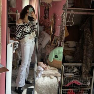 Free People Flared White Jeans